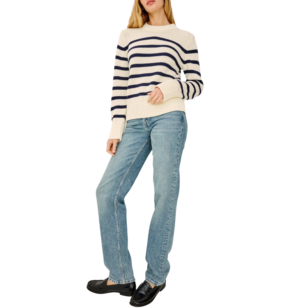 Alise Sweater in Ivory Navy Stripe