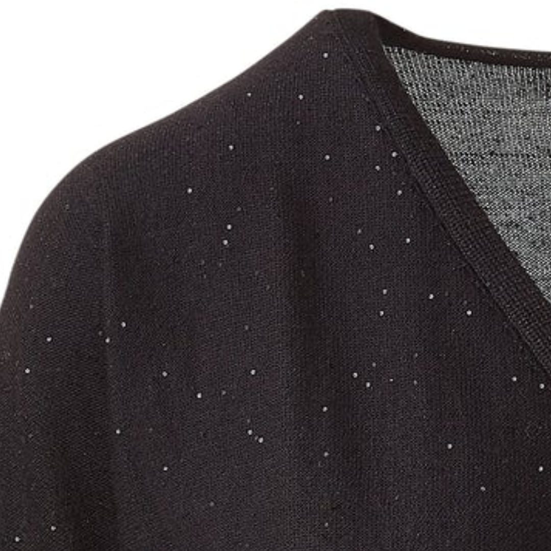 Sequin Surplice Sweater in Black