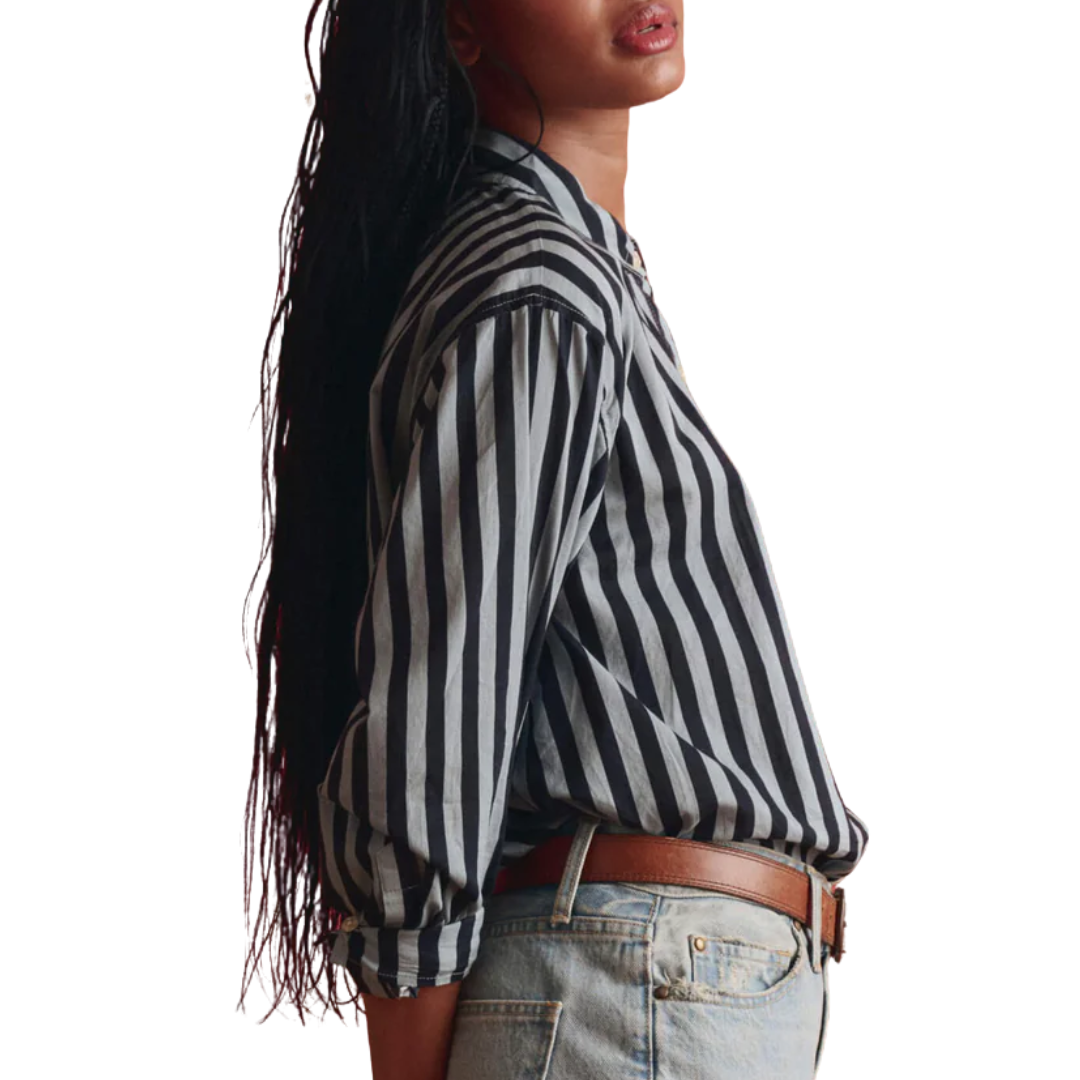 The Daily Button Up in Blue Club Stripe