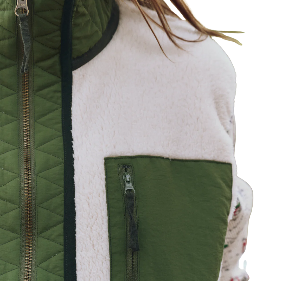 Plush Tundra Vest in Cream & Army