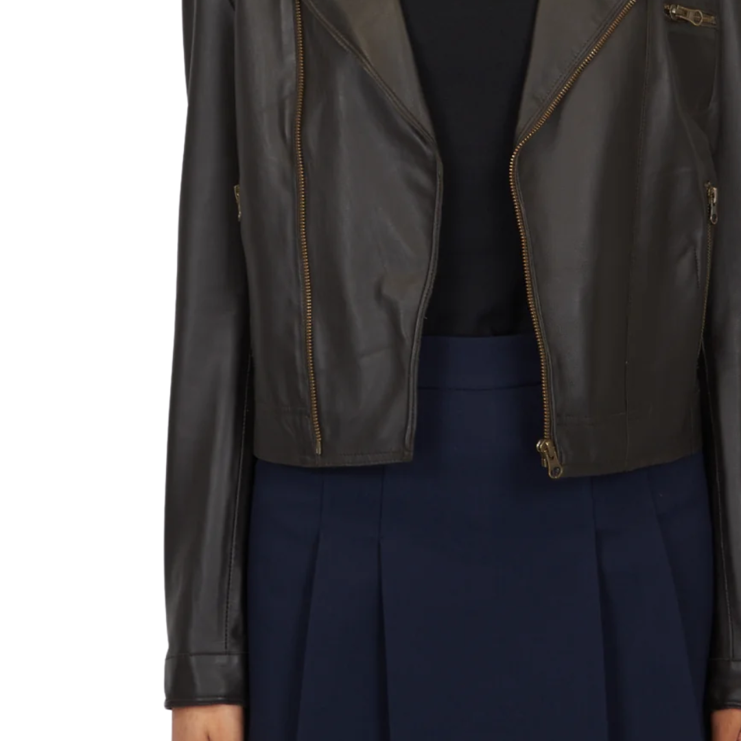 Josey Washed Leather Jacket in Sable