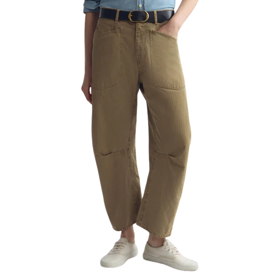 Shon Herringbone Pant in French Khaki