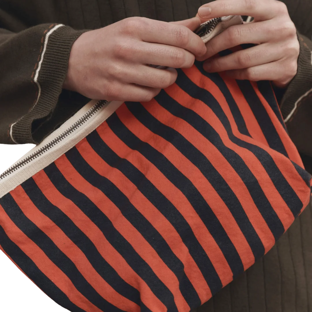 The Stripe Pouch in Hot Red Mini Prep Stripe