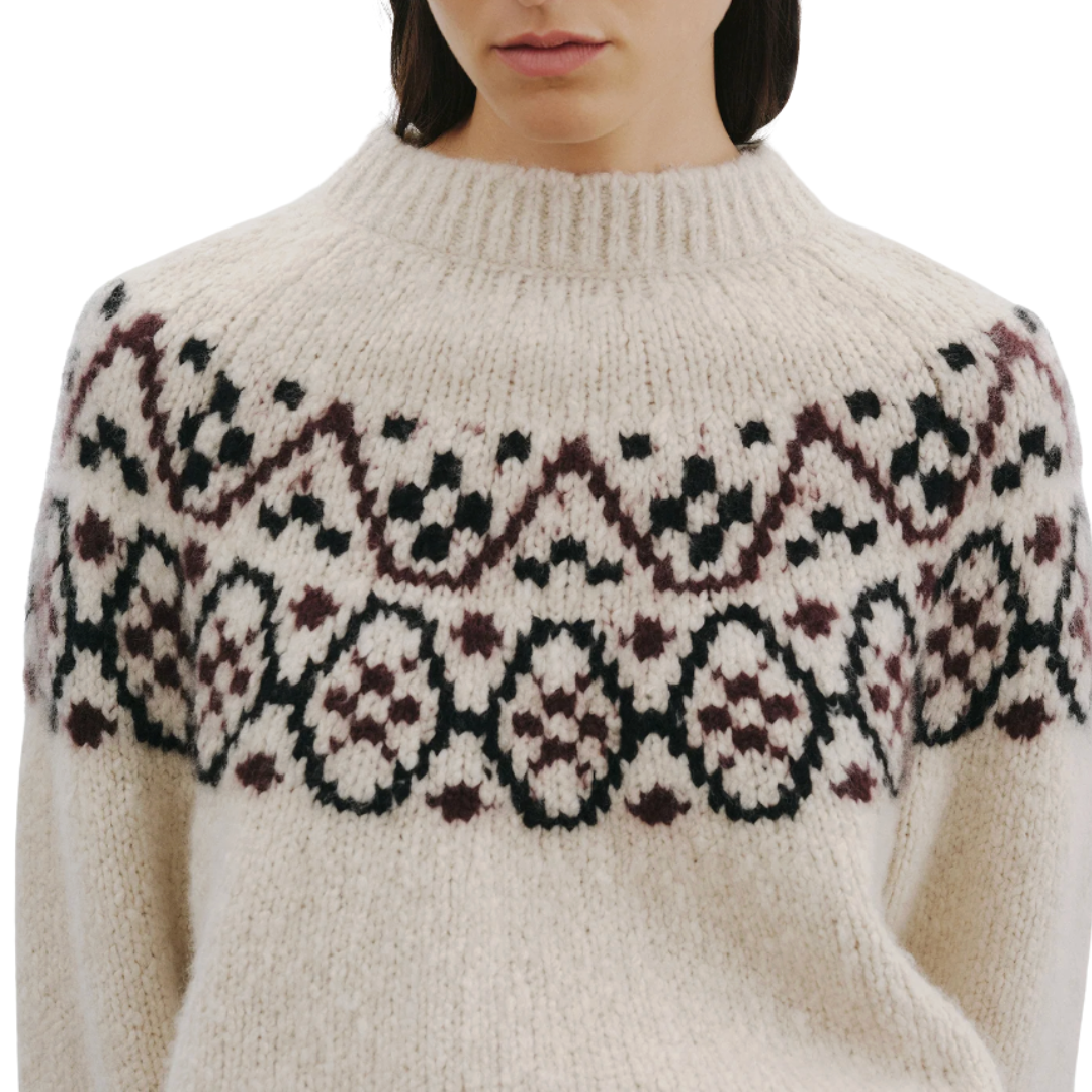 Chrissy Cashmere Sweater in Beige Melange Fairisle