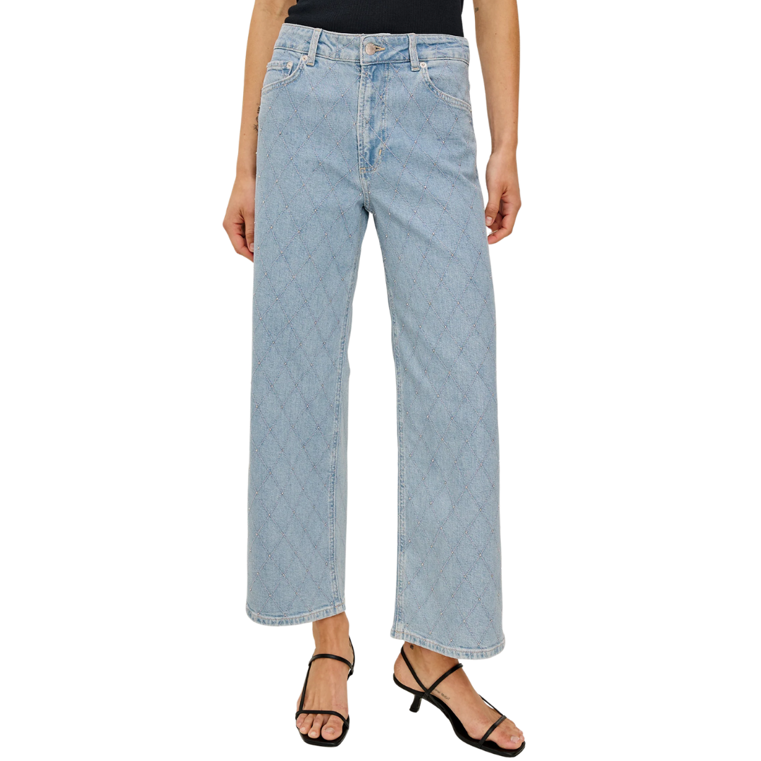 Getty Crop Wide Leg in Quilted Stud