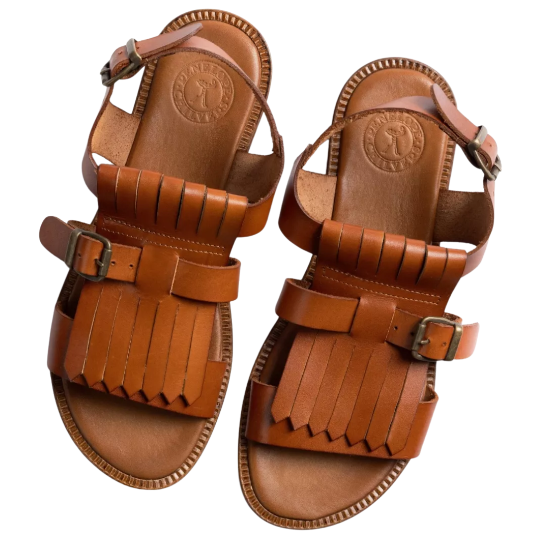 Cordoba Fringe Leather Sandal in Tan