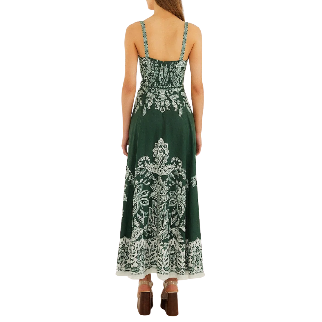Miranda Belt Buckle Maxi Dress in Dark Green