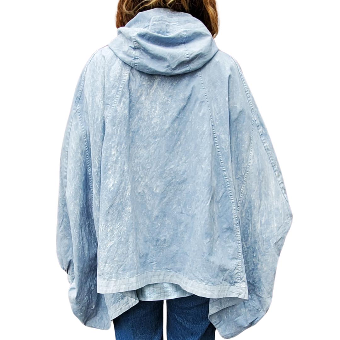 Balloon Sleeve Jacket With Hood in Sky Fog