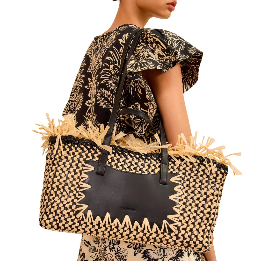 Lali Small East-West Tote in Noir Natural
