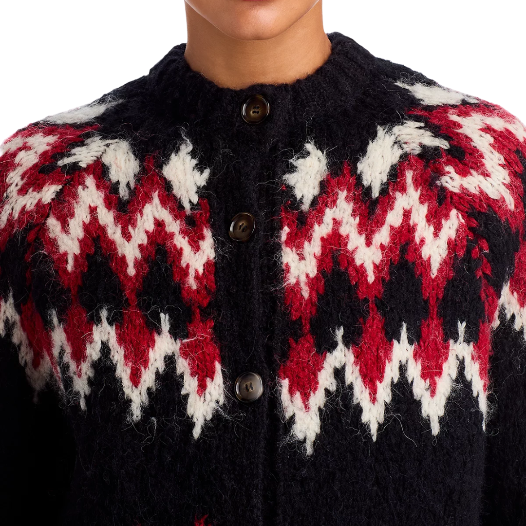 Christina Fair Isle Cardigan in Black Multi