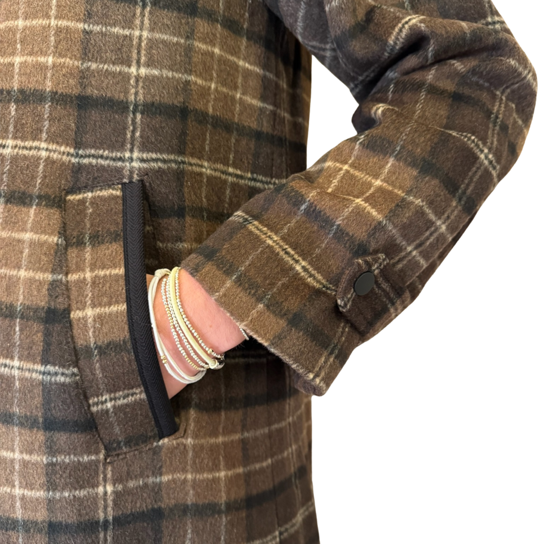 Brooke Wool Plaid Coat in Java