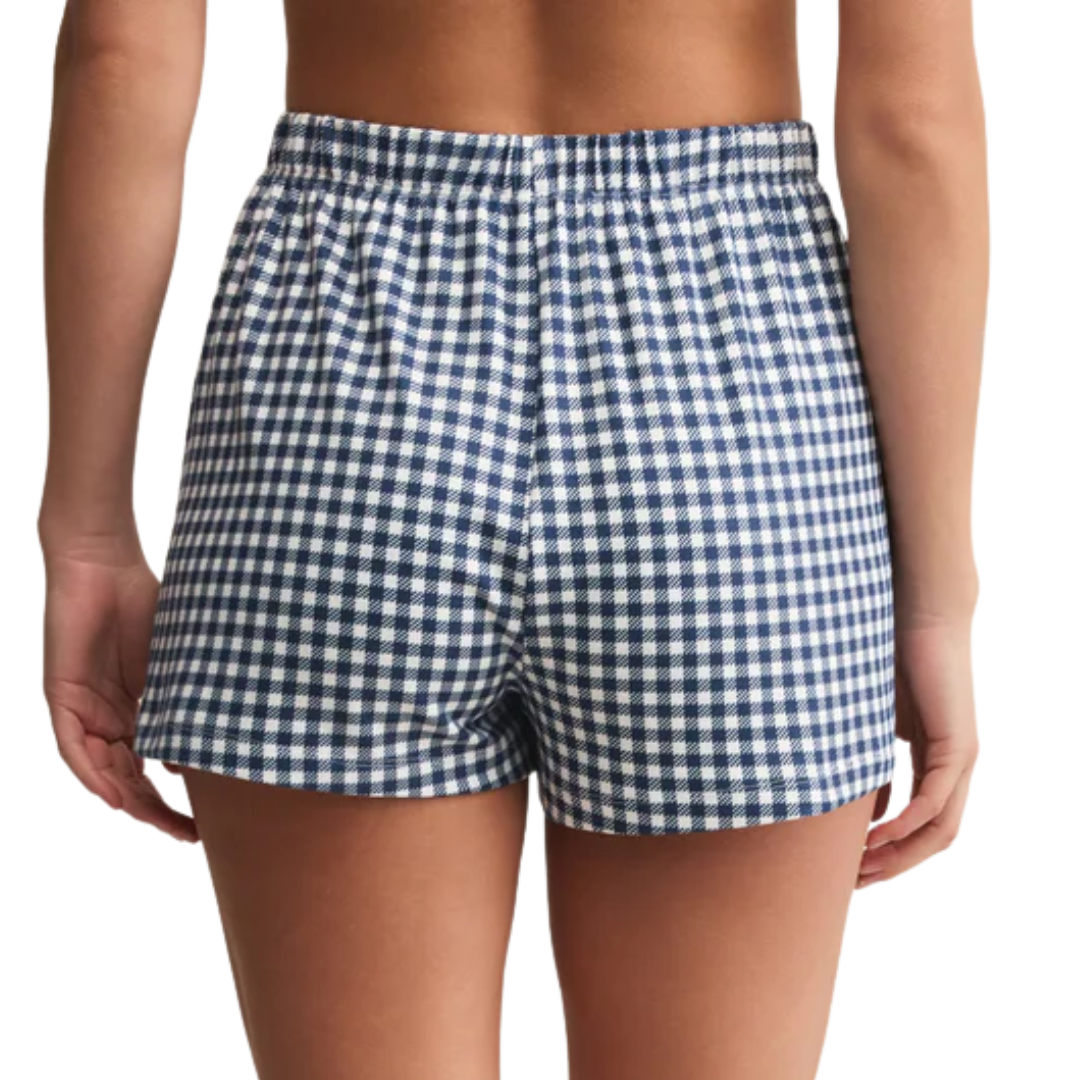 Maddie Gingham Short in Yacht Blue
