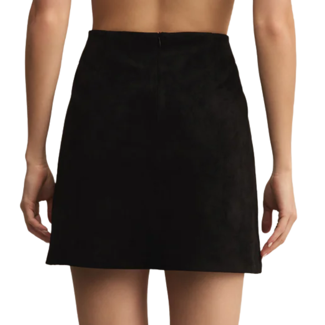 Ciera Faux Suede Mini Skirt in Black