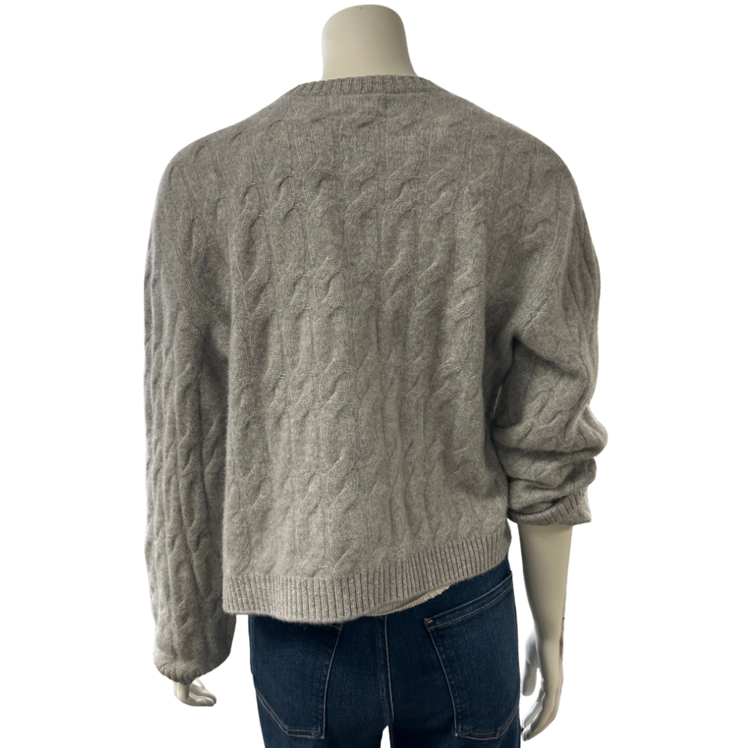 Premium Cashmere Cable Cardigan in Cement