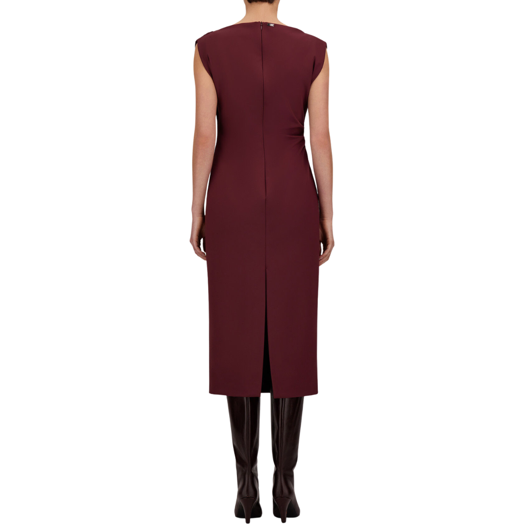 Bi-Stretch Fabric Dress in Bordeaux