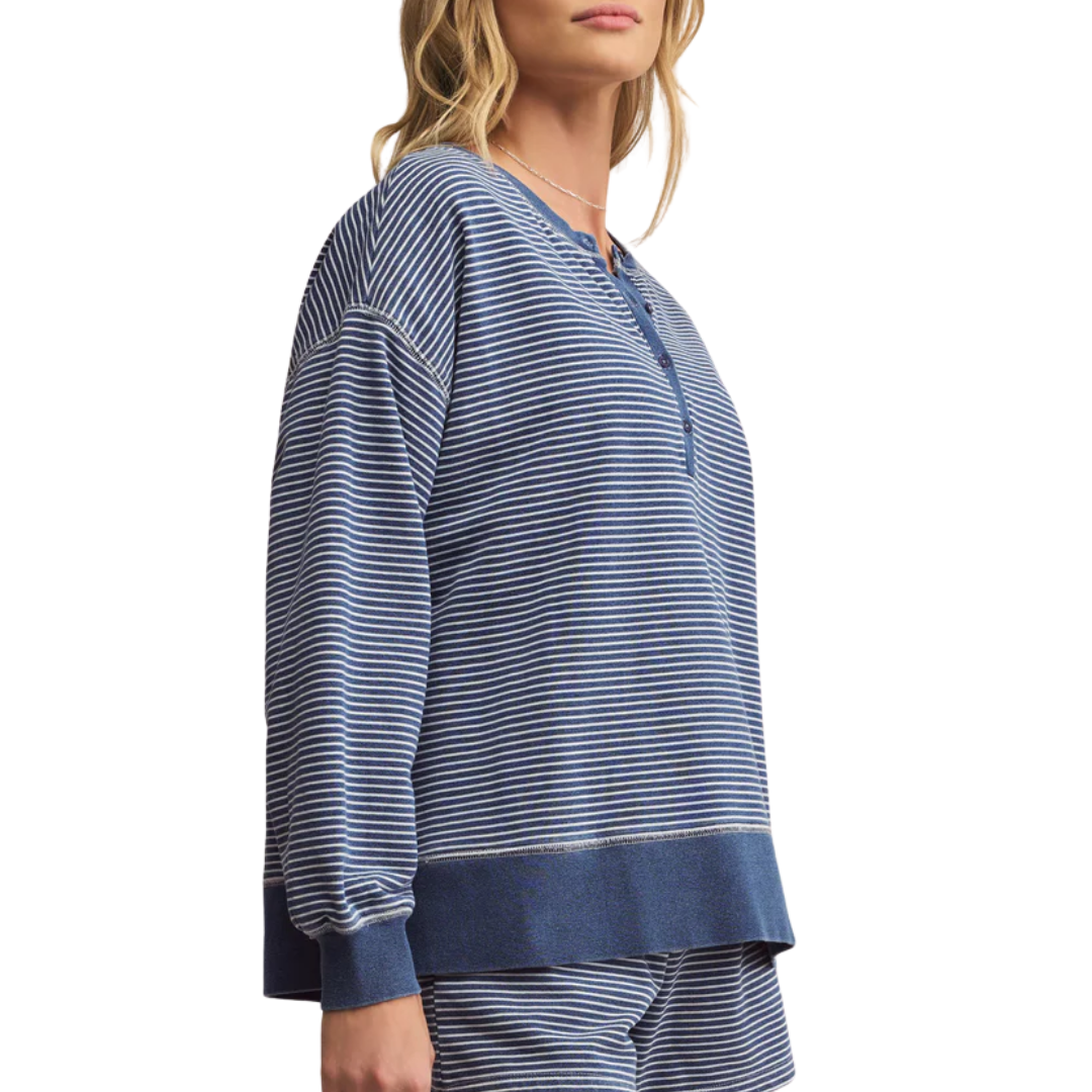 Apollo Striped Sweatshirt in Vintage Indigo