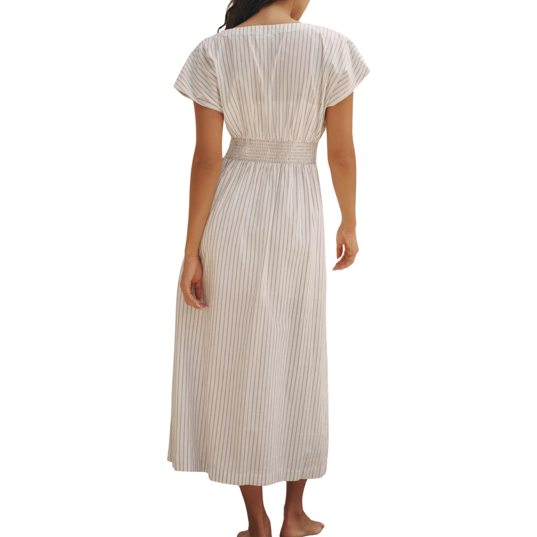 Sanna Striped Midi Dress in White