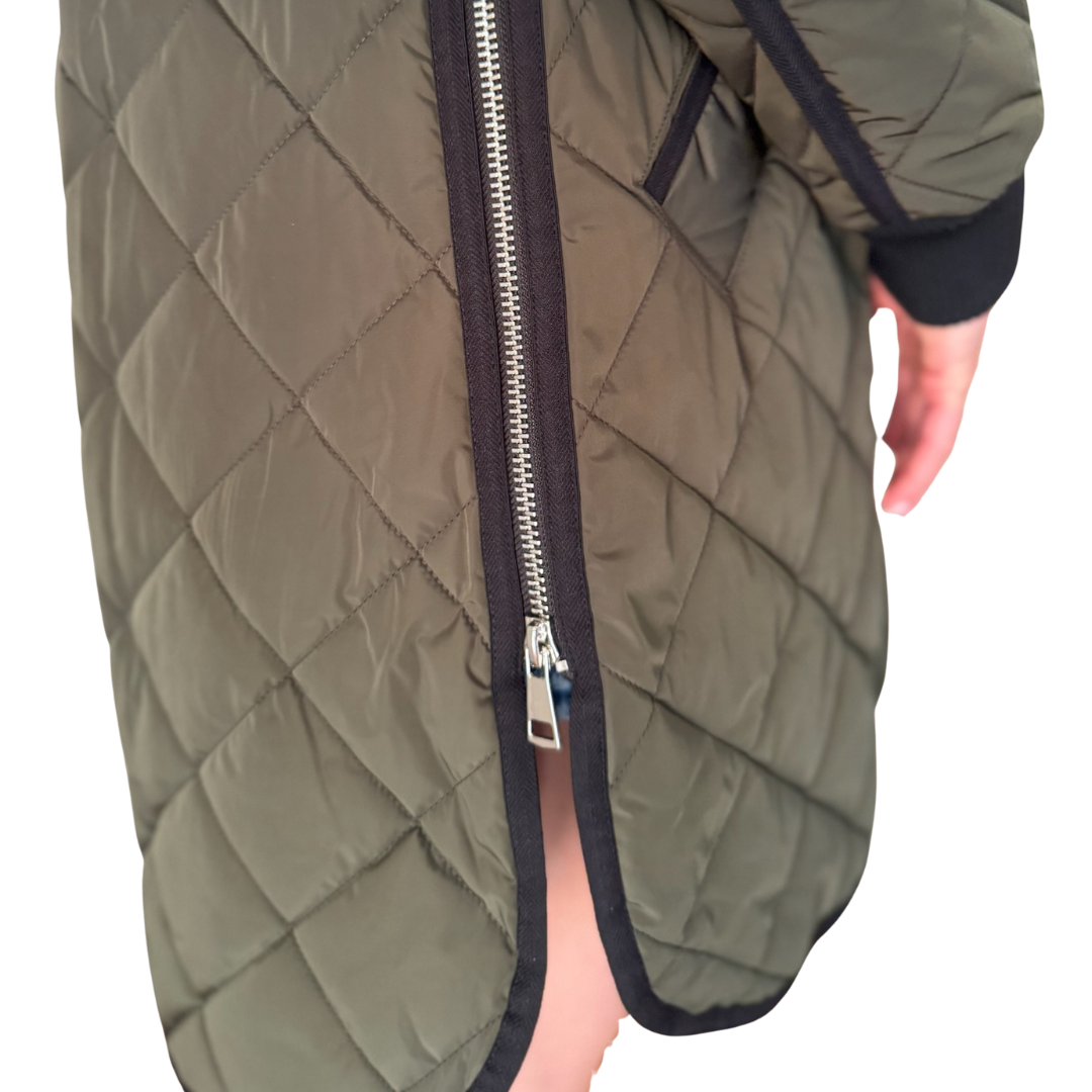 Libby Quilted Coat in Forest Green