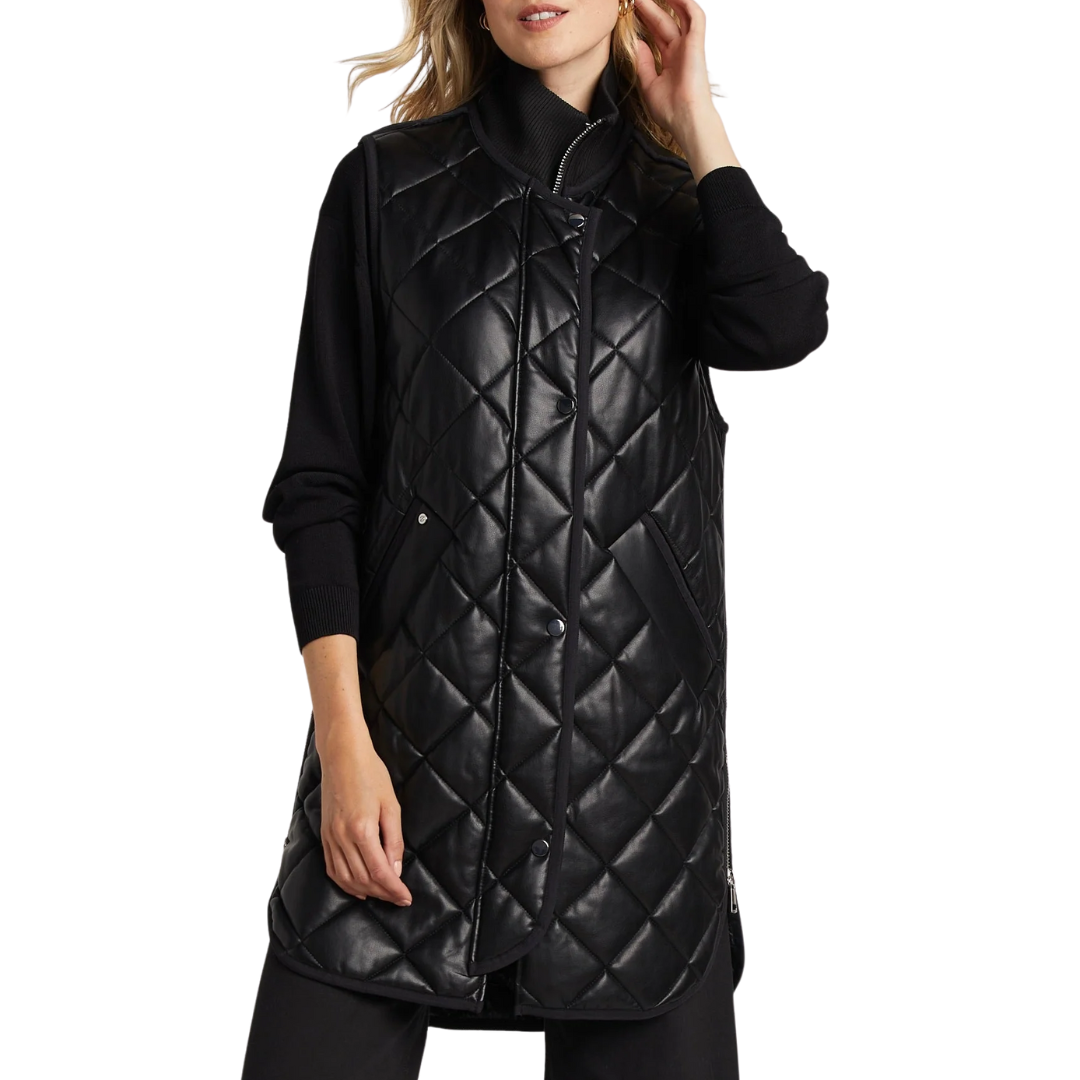 Destiny Vegan Leather Vest in Black