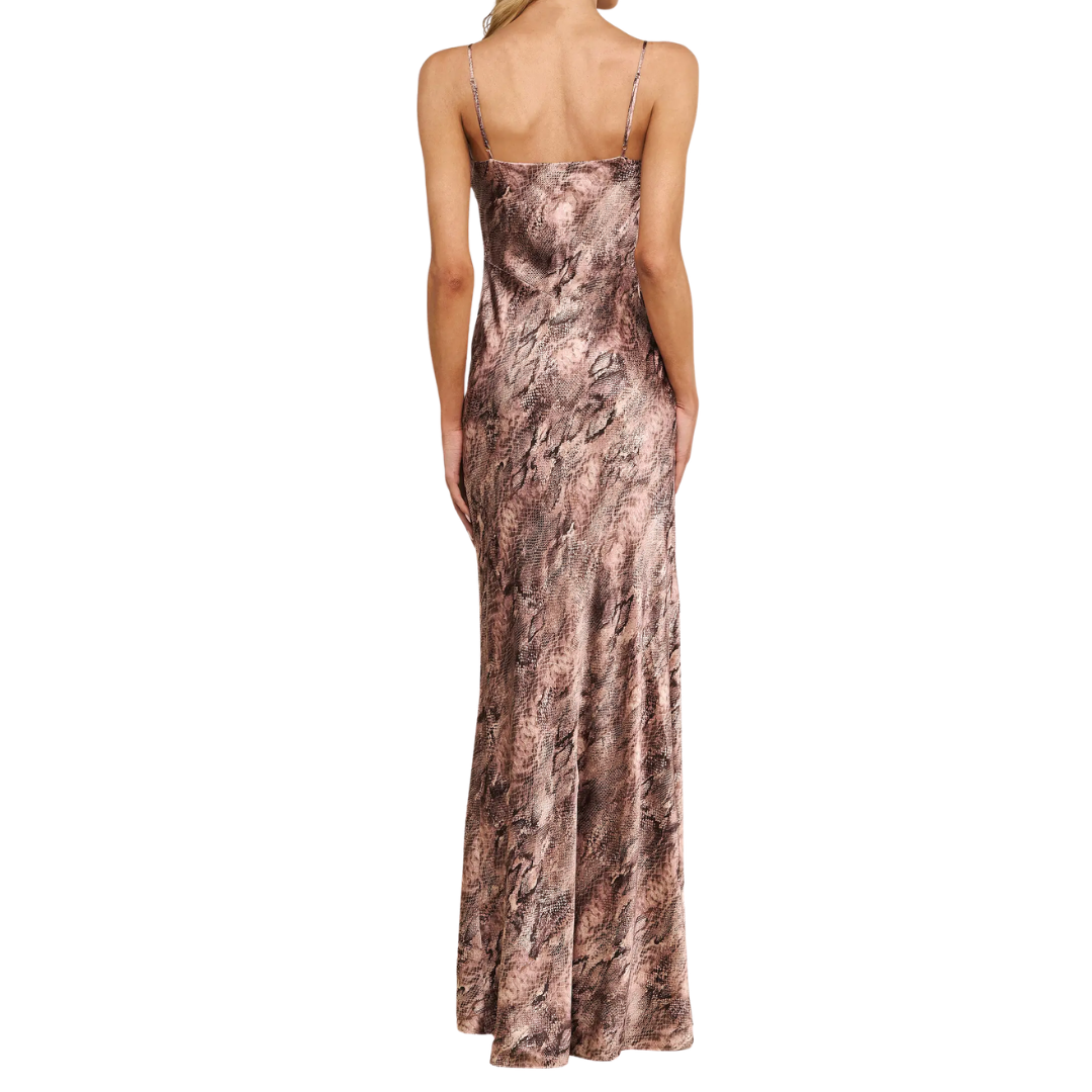 Serita Silk Gown in Mauve/Multi Western Snake Print