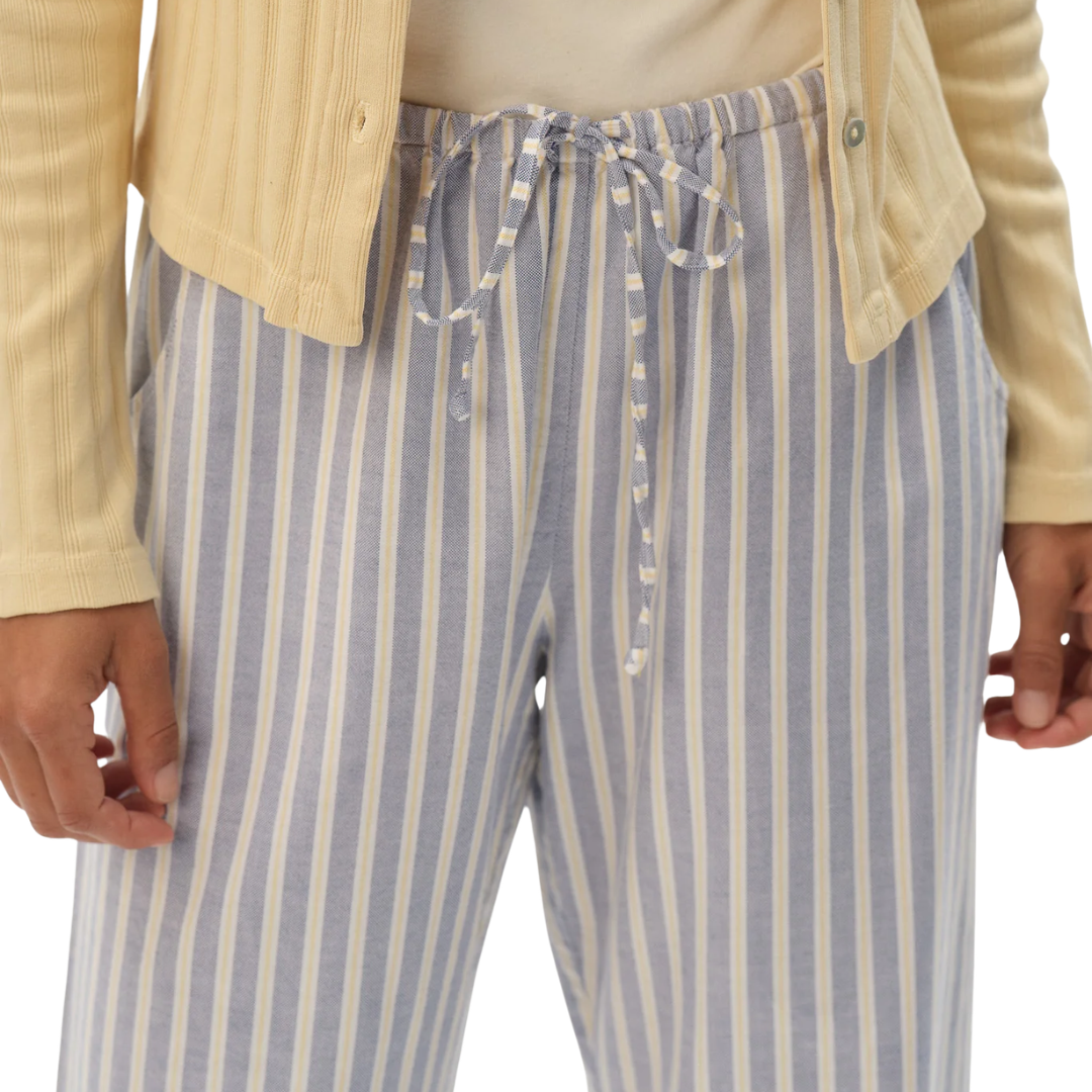 The Oxford Stripe Drawstring Pant in Butter Stripe