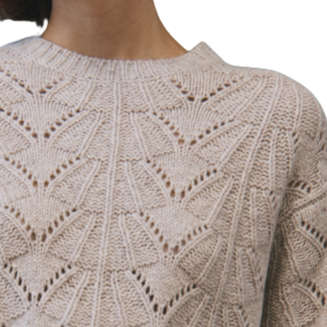 Boxy Shell Stitch Tipped Crew in Mojave/Blazer