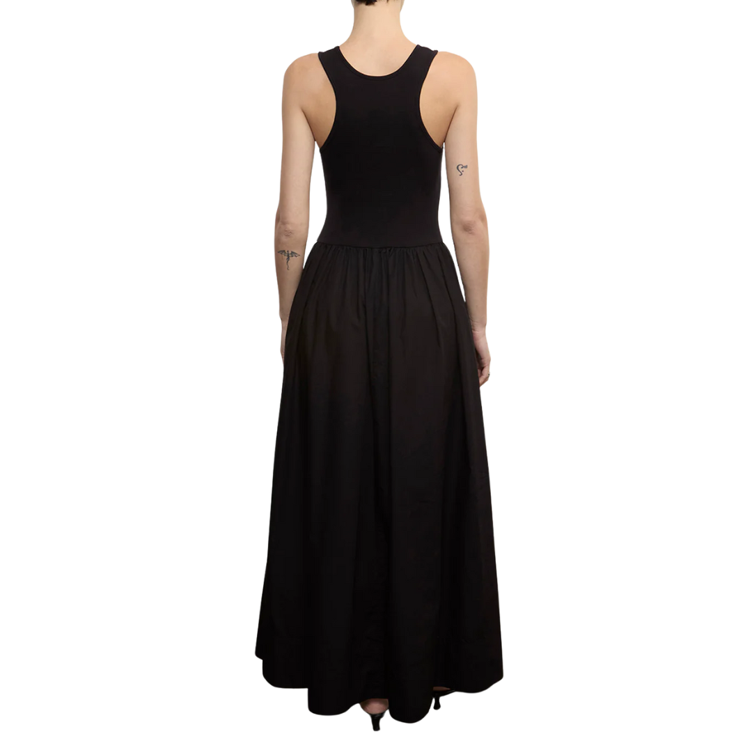 Cotton Resort Tank Dress in Black