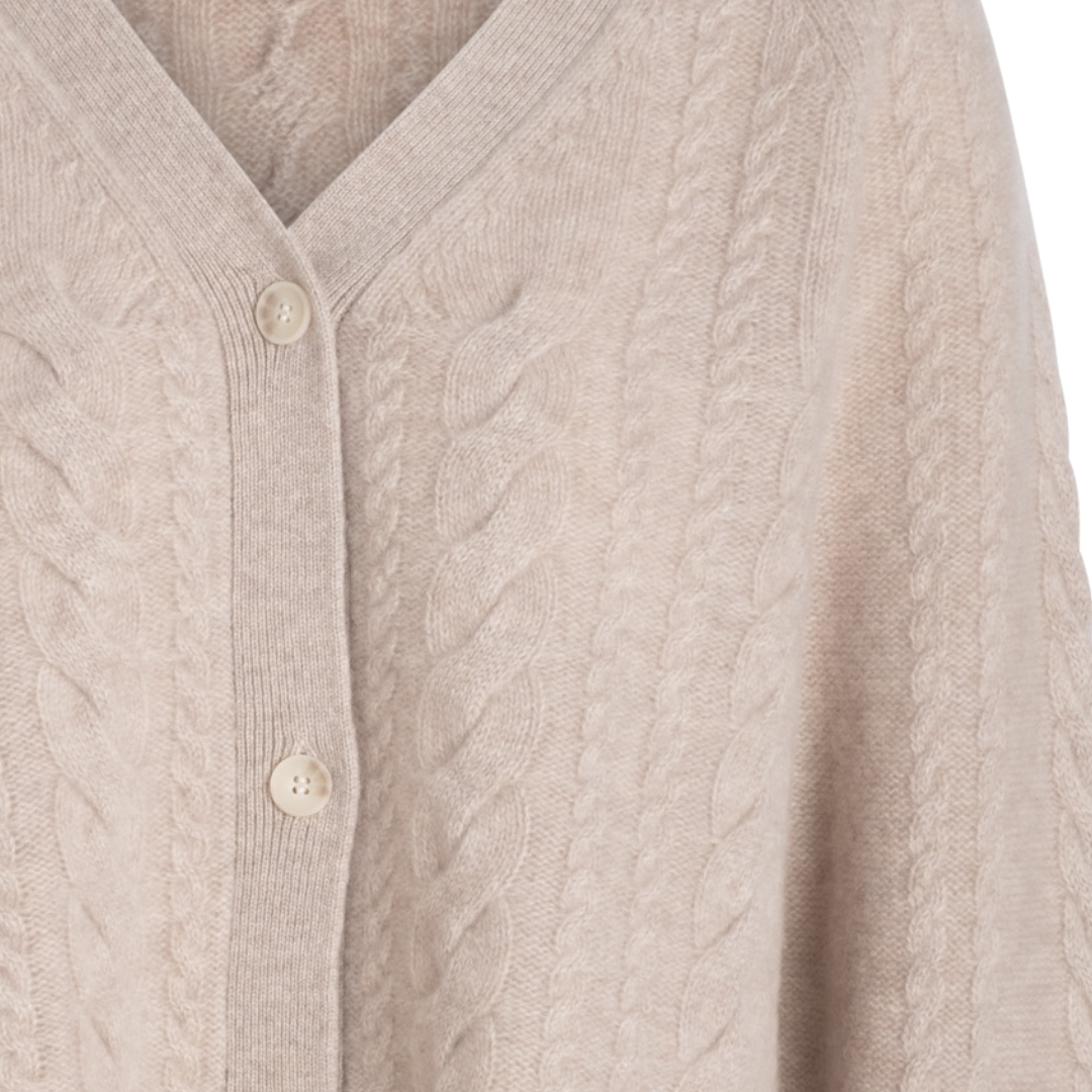 Cashmere Airy Cable Cardigan in Oat