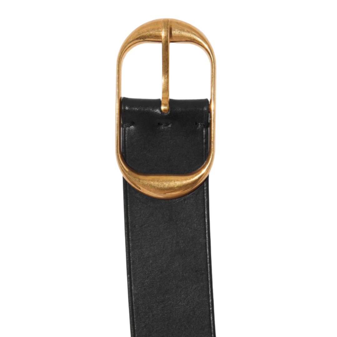 Nili Belt in Black w/ Antique Brass Buckle
