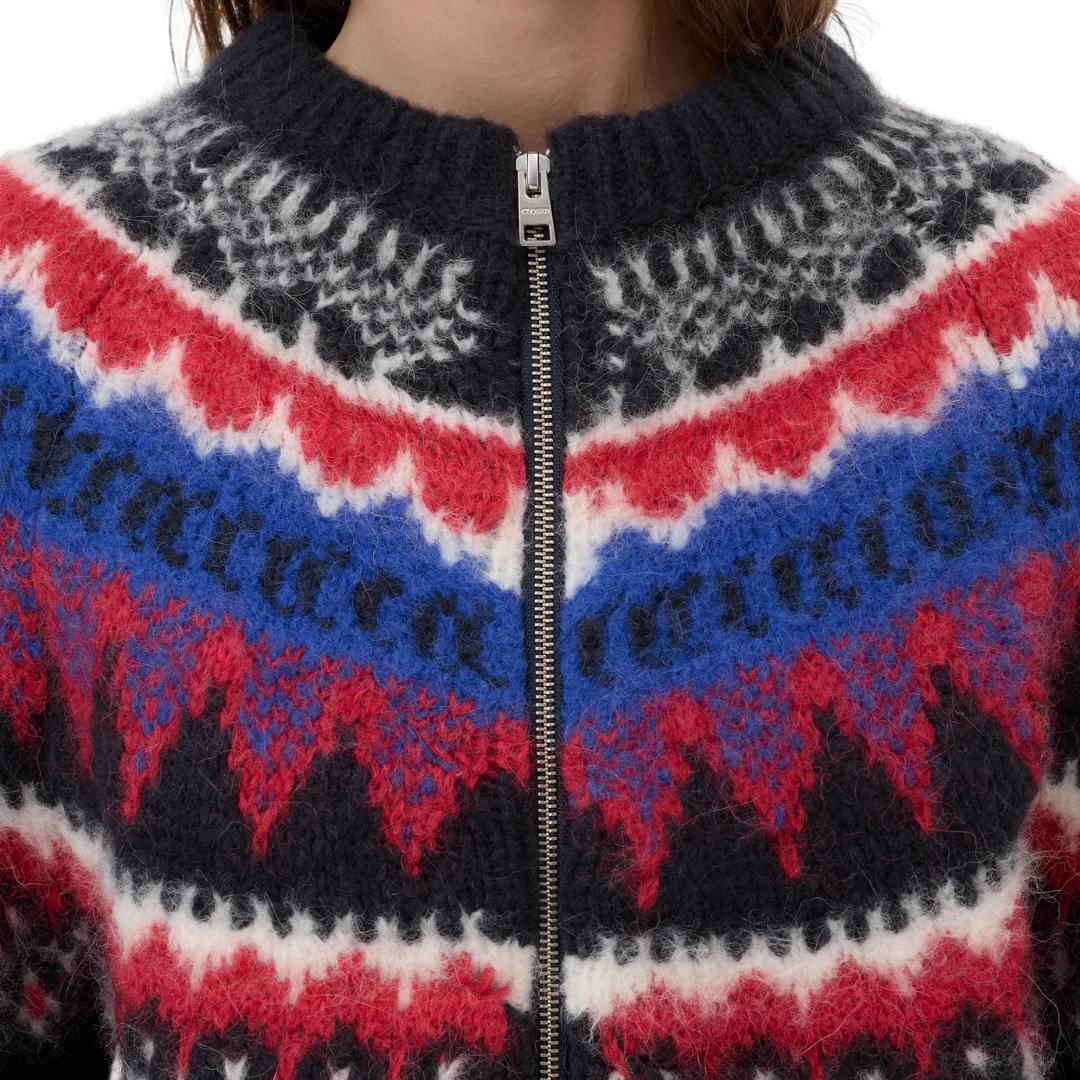 Cropped Jacquard Cardigan in Cosmic Grey