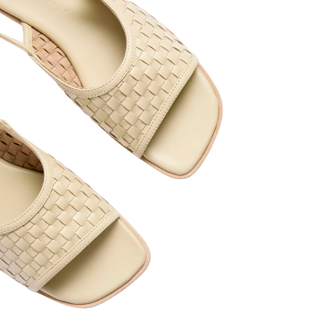 Carmen Slingback Sandal in Vanilla Woven Calf