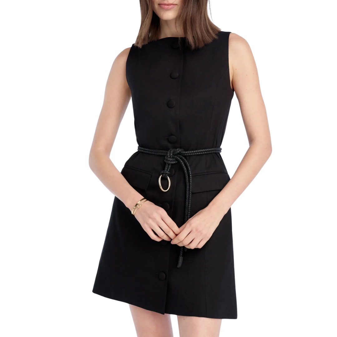 The Cece Linen Dress in Black