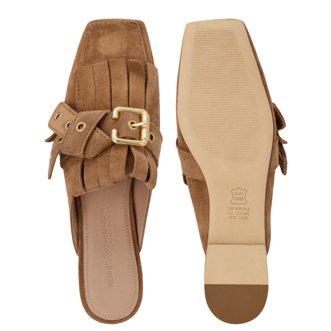 Leila Suede Flat in Golden Brown/Gold