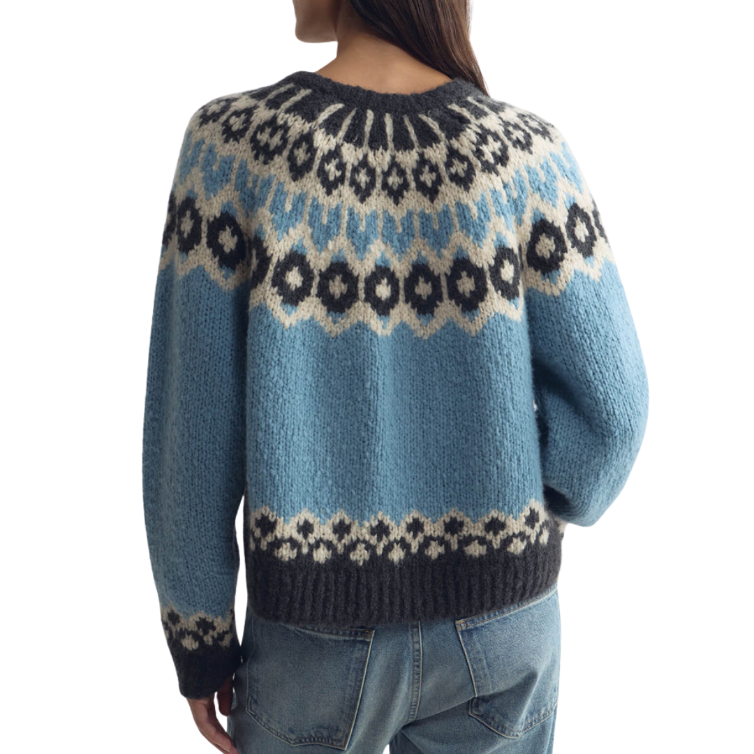 Isaline Fair Isle Cashmere Sweater in Iceberg Blue Fair Isle