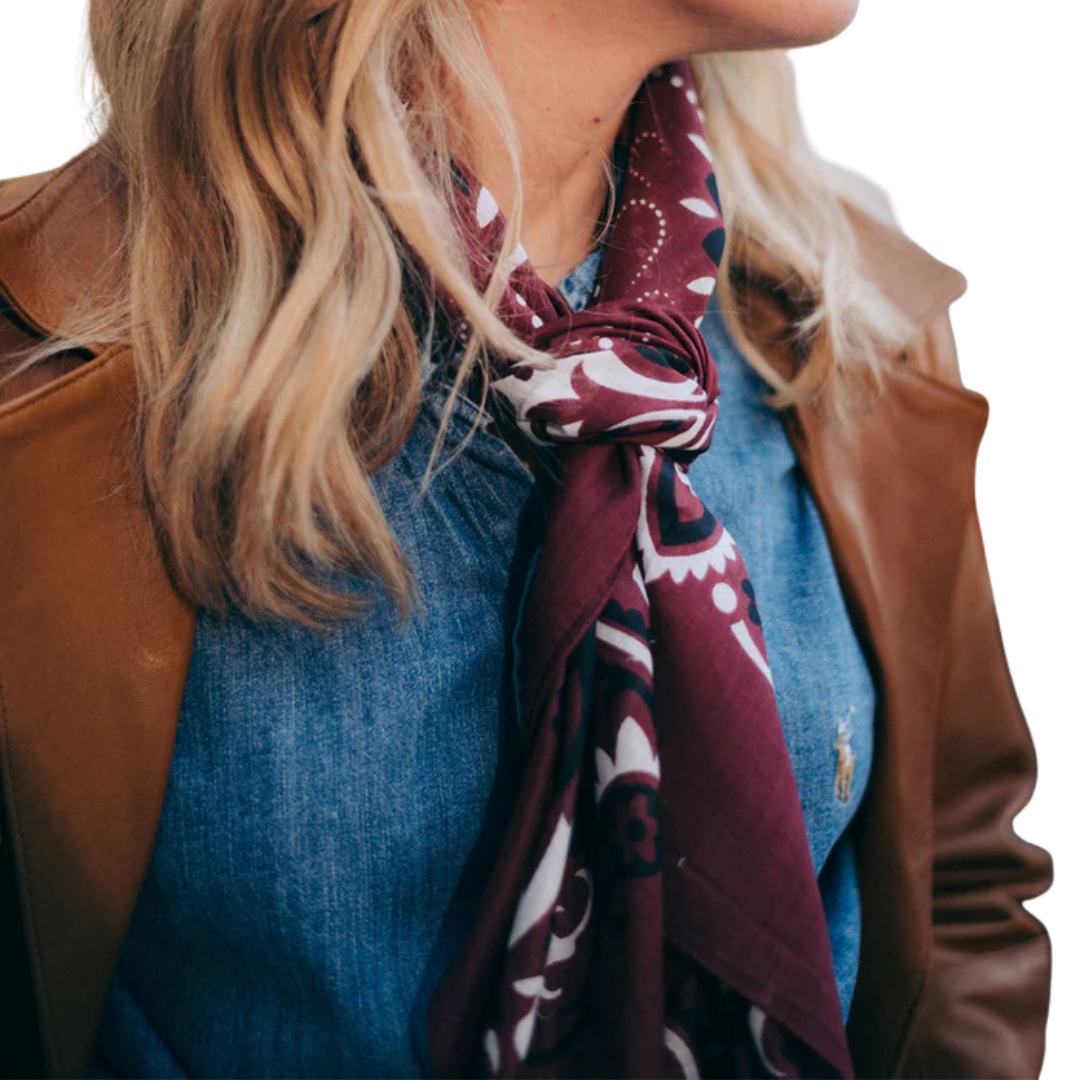 Cotton Bandana Scarf in Bordeaux