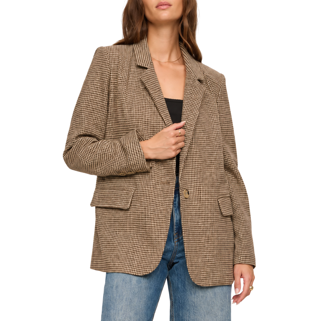 Evan Houndstooth Blazer in Dark Chocolate