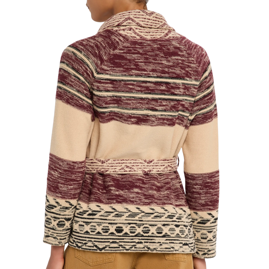 The Riding Cardigan in Rusted Red Multi