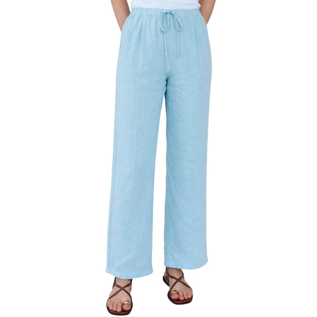 Beach Pant With Lattice Stripe in Blue Bell