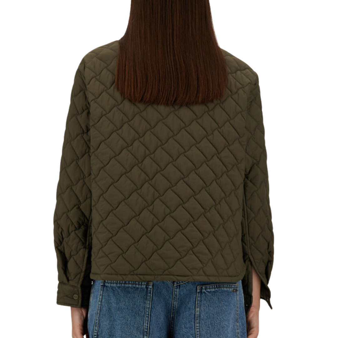 Ecoage Shacket in Green/Beige