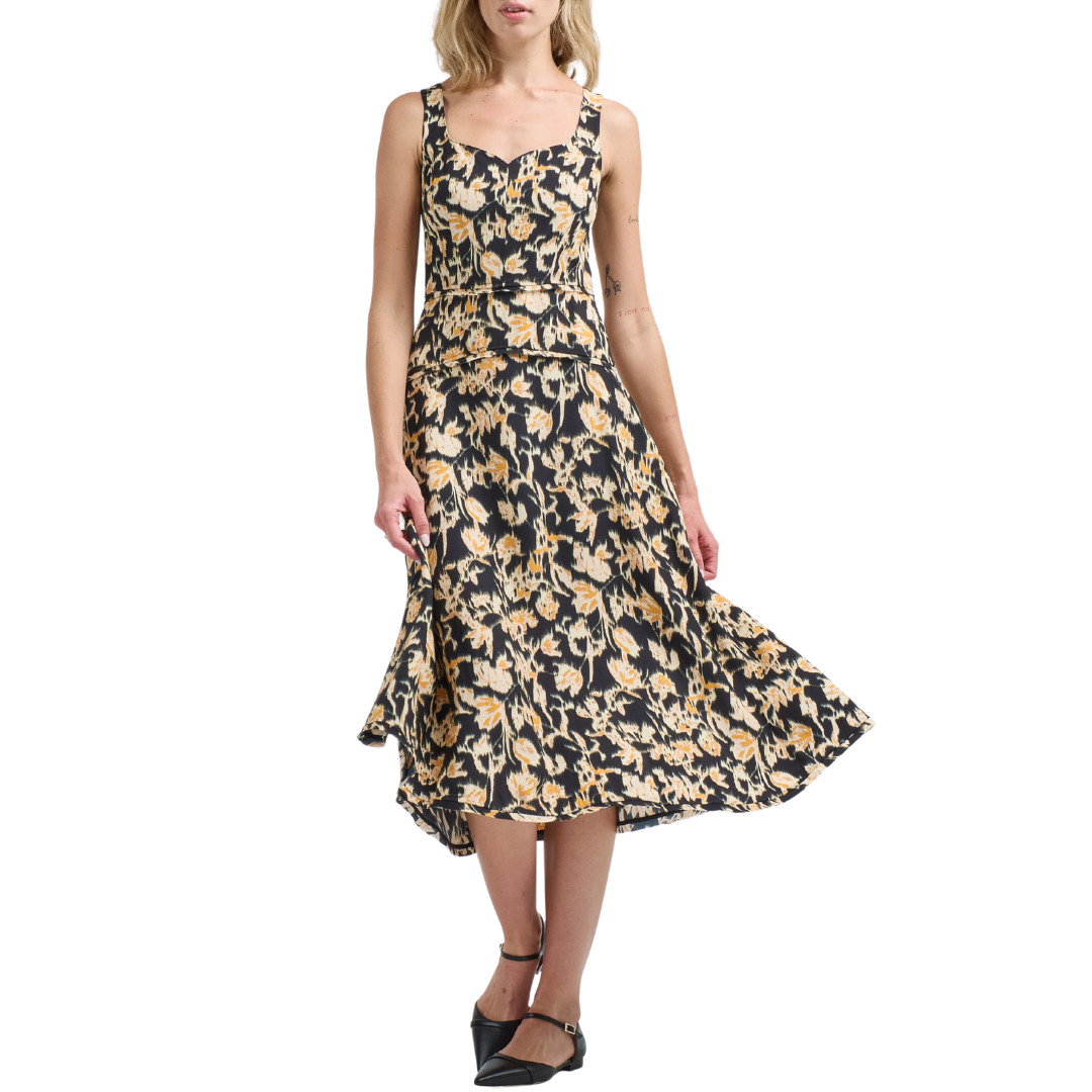 Vivi Sweetheart Neckline Midi Dress in Tourmaline