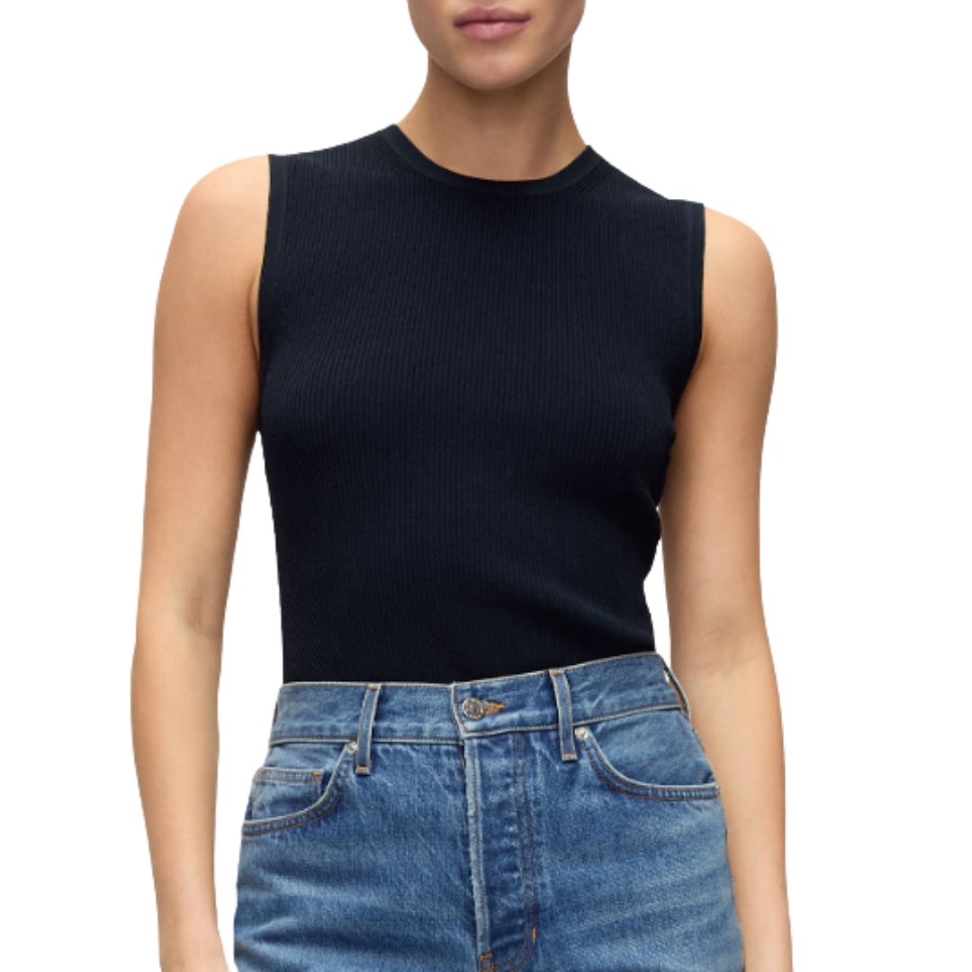 Sid Crew-Neck Knit Tank Top in Navy