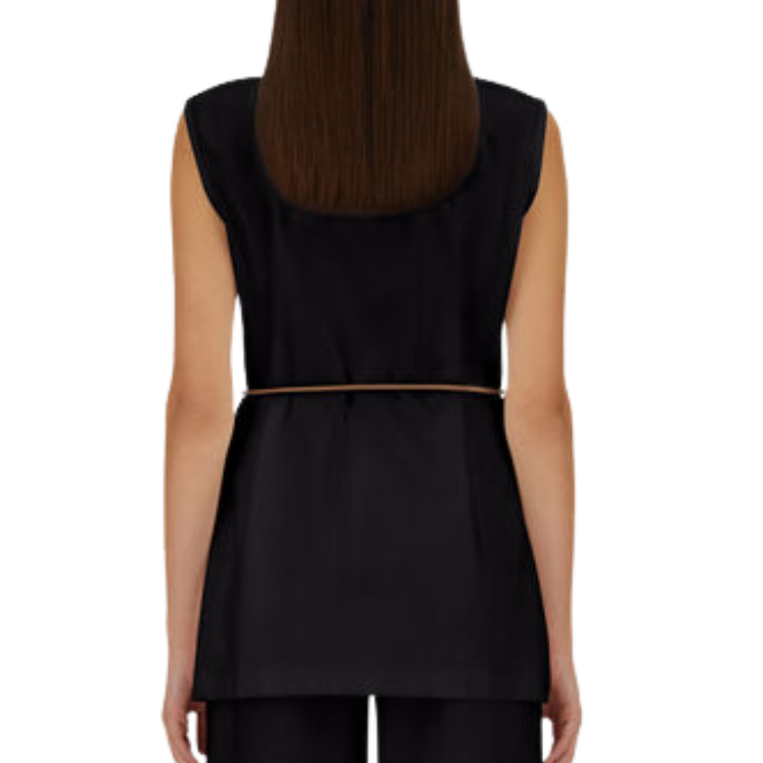 Vest In Dense Rome Stitch Jersey in Black