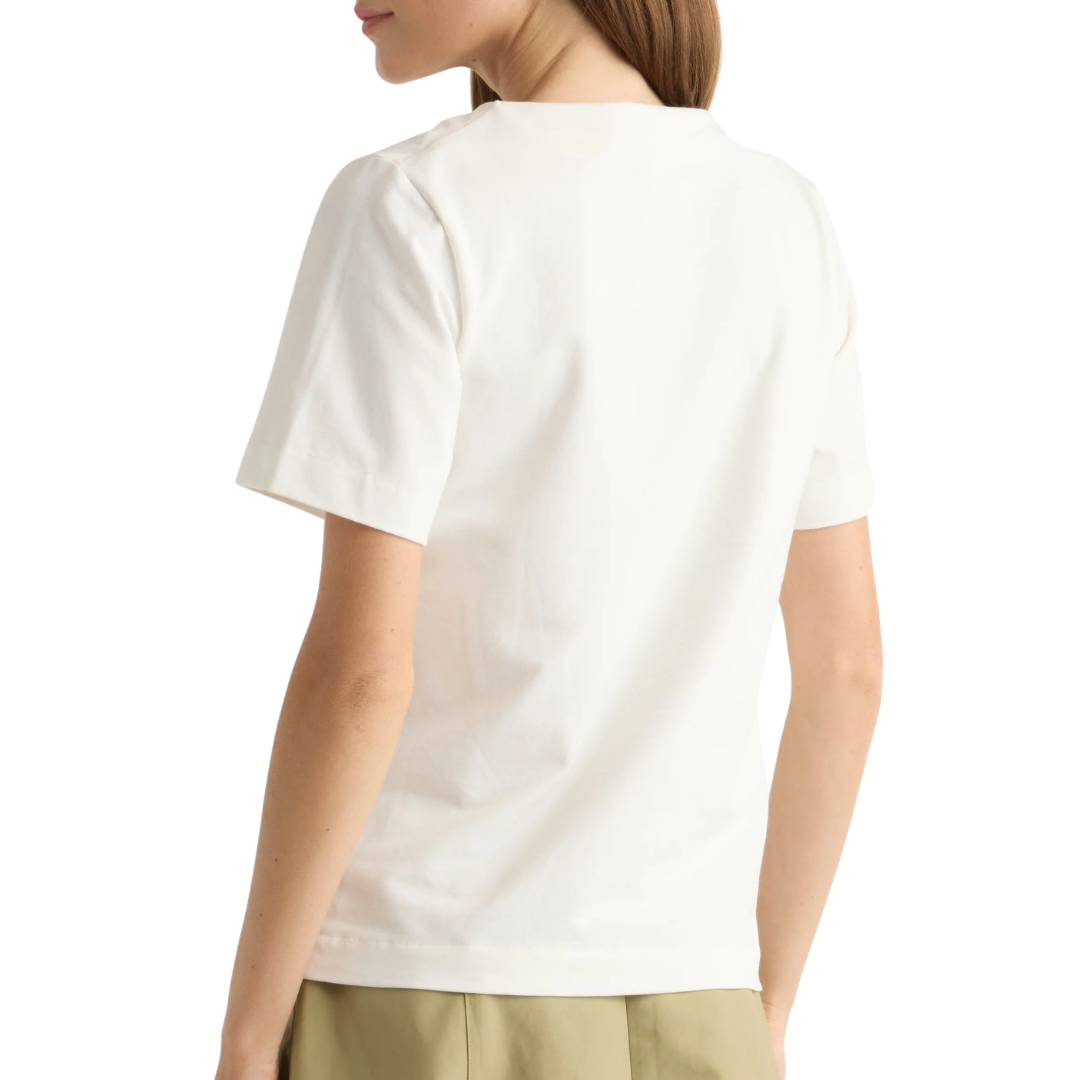 Kendra Organic Cotton Cowl-Neck Tee in White