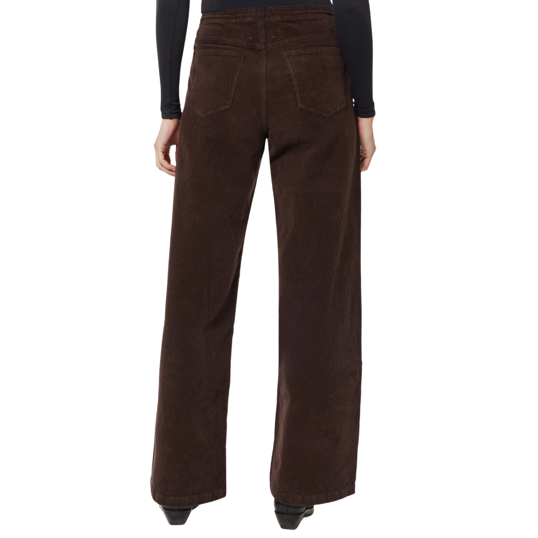 Jade Wide Leg Drawstring Corduroy in Chocolate