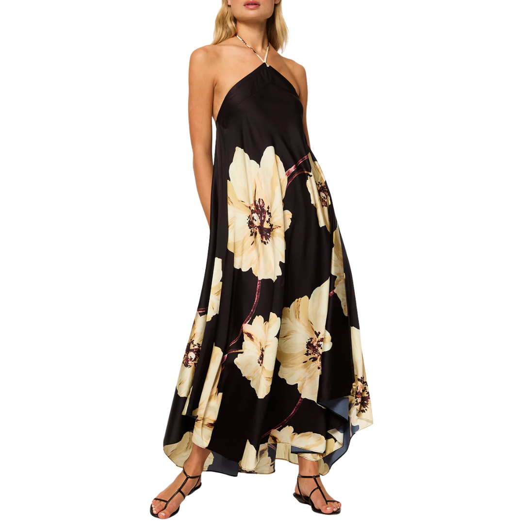 Raban Dress in Golden Poppy Satin