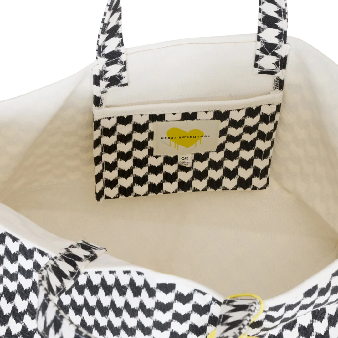 KR Heart in Check Tote in Black-White