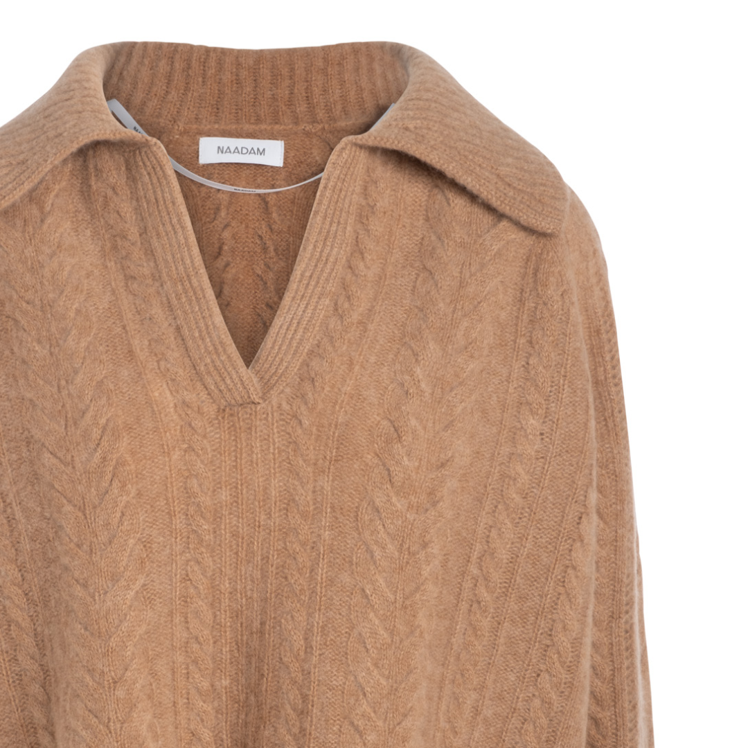 Cashmere Cable Polo in Camel