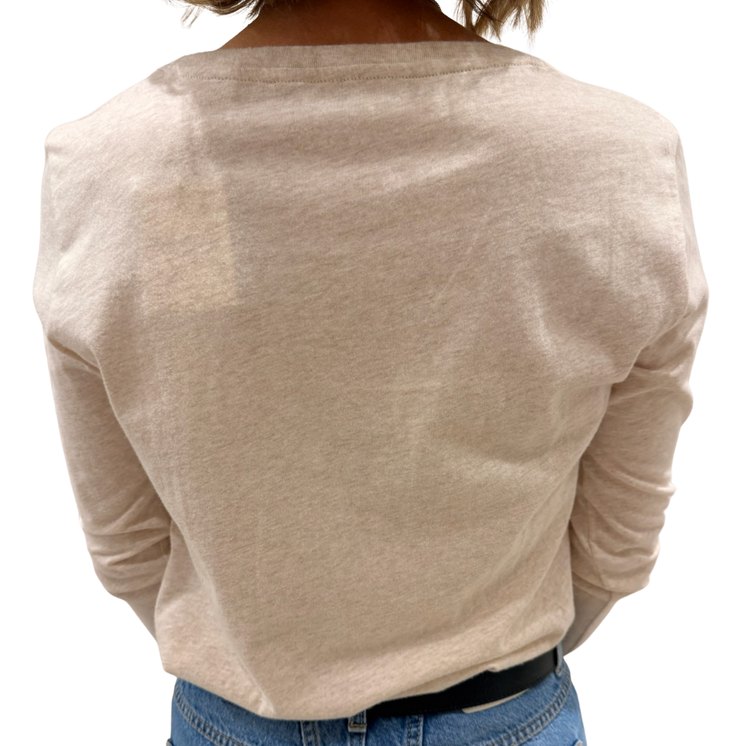 Delux Cotton L/S V-Neck in Ivoire Chine