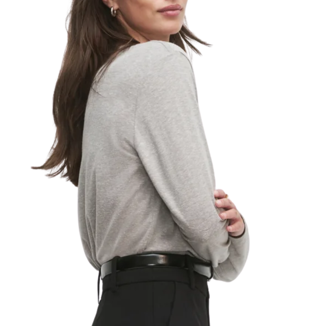Cropped Collegiate Long Sleeve in Heather Grey Light