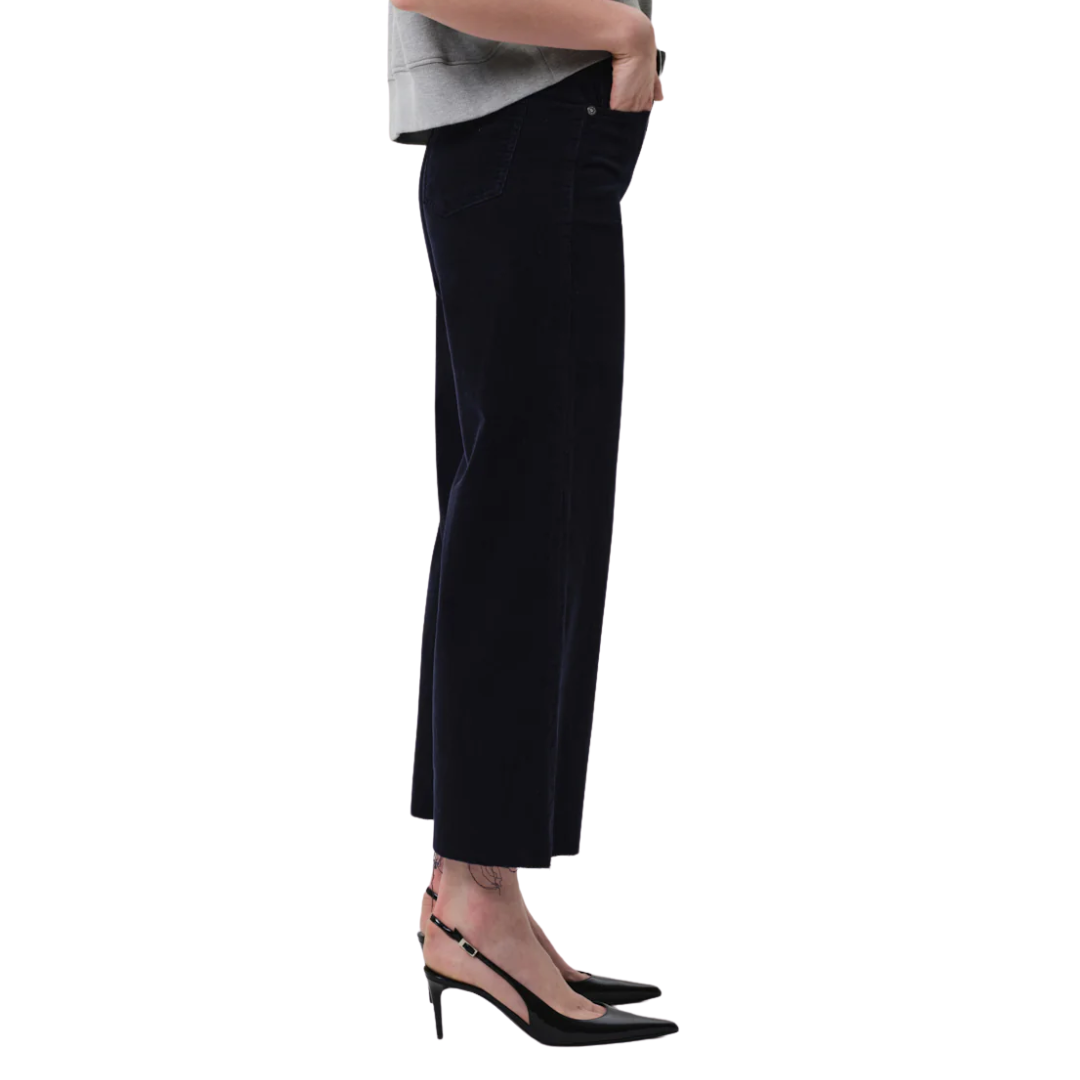 Lyra Wide Leg Crop Corduroy in Navy